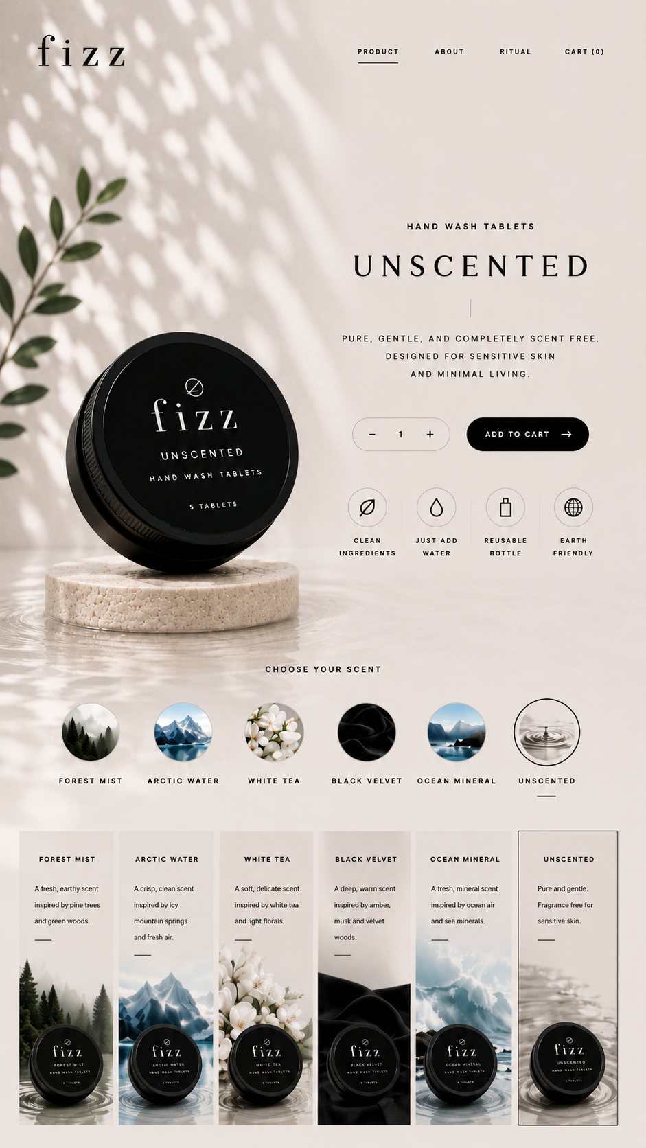 Unscented hand wash tablets